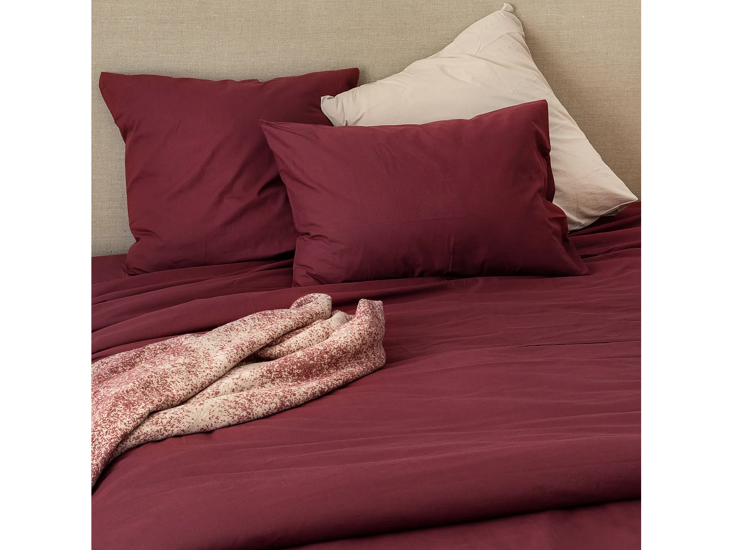 Taie d'oreiller en coton lavé