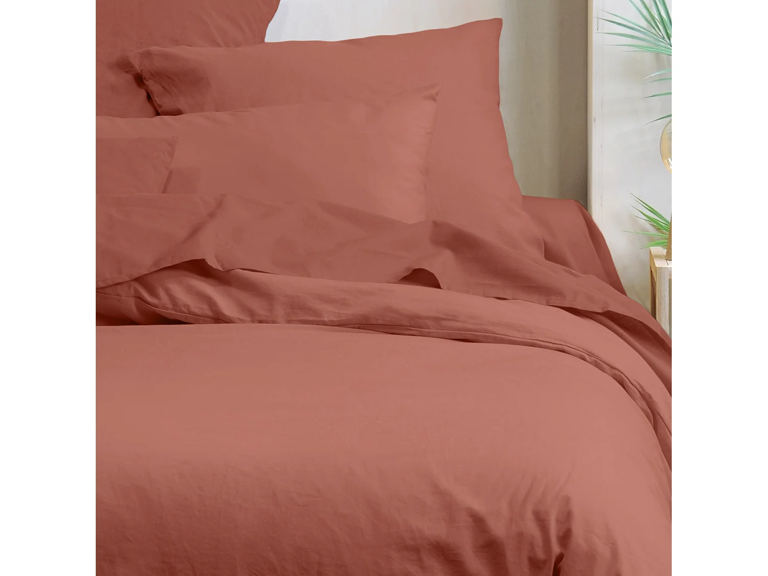 Taie de traversin unie en coton bio