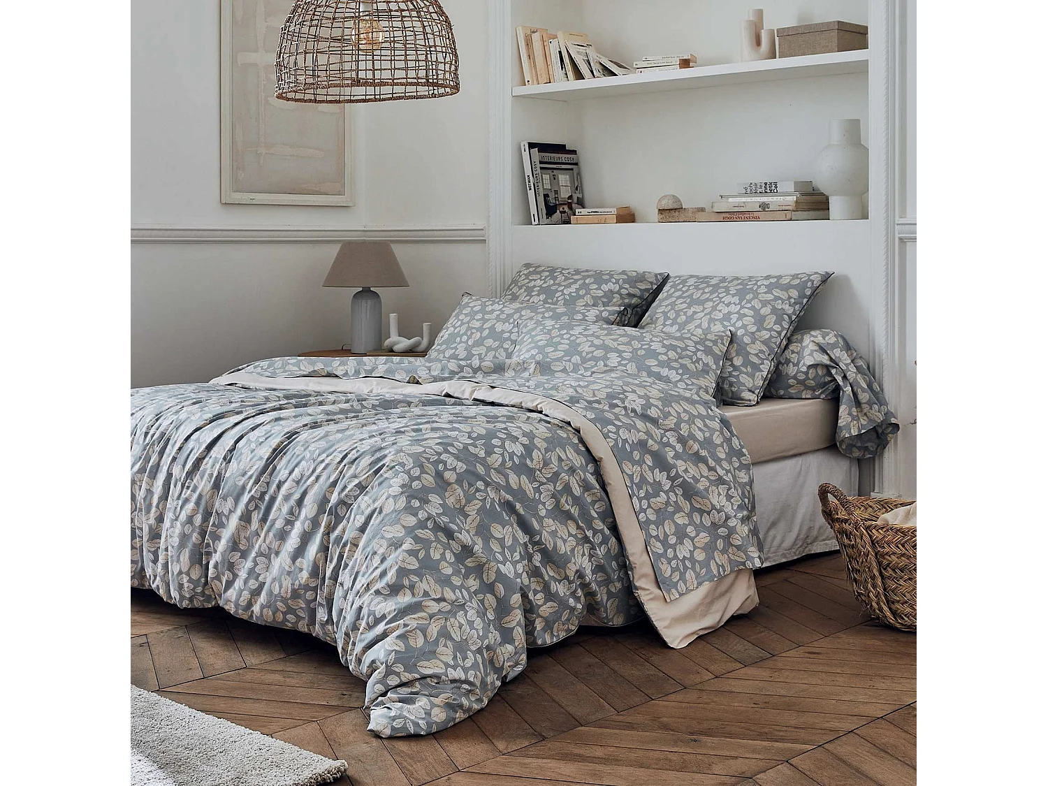 Taie de traversin en percale esprit cocooning