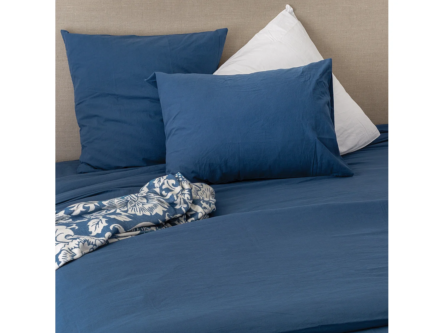 Taie d'oreiller en coton lavé