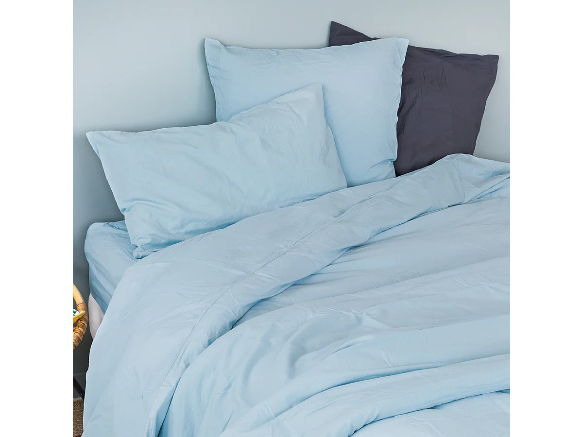 Taie d'oreiller en coton lavé