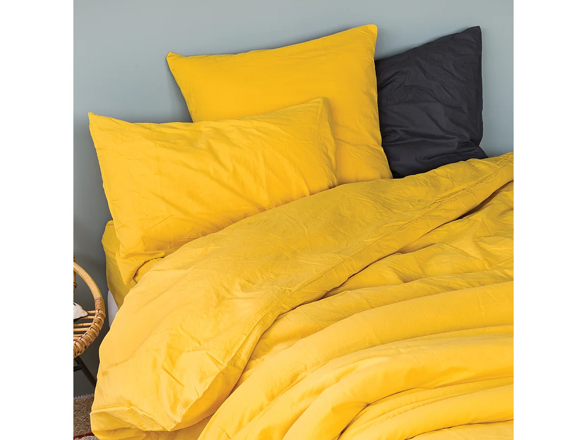 Taie d'oreiller en coton lavé