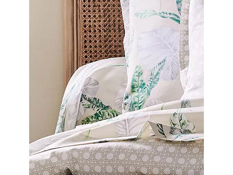 Taie de traversin en satin aux impressions exotiques