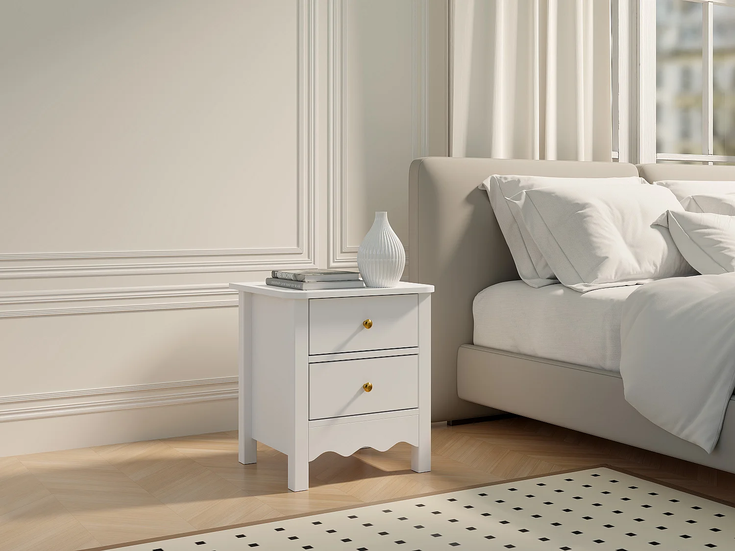 Nachtkastje - 2 lades - Wit - ILIZANA