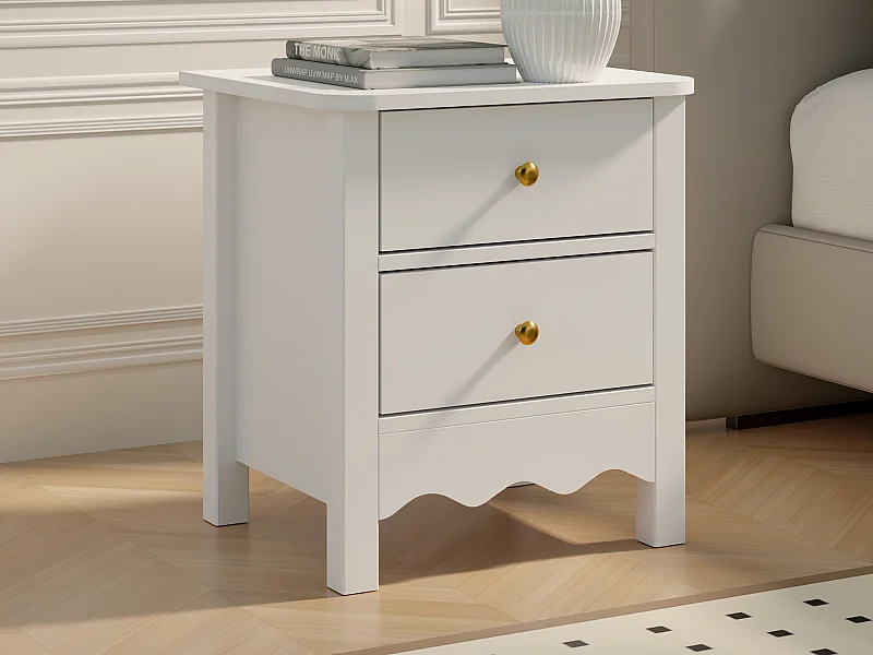 Mesa de noche - 2 cajones - Blanco - ILIZANA