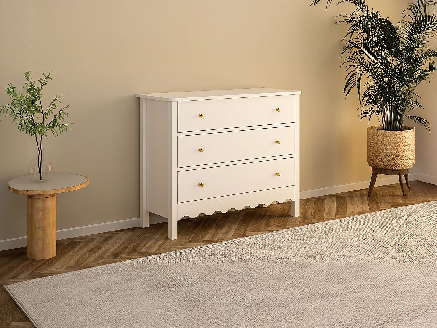 Commode 3 tiroirs - Blanc - ILIZANA