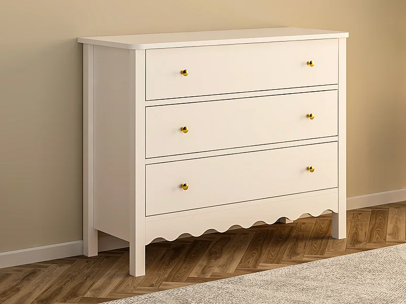 Kommode med 3 skuffer - Hvid - ILIZANA