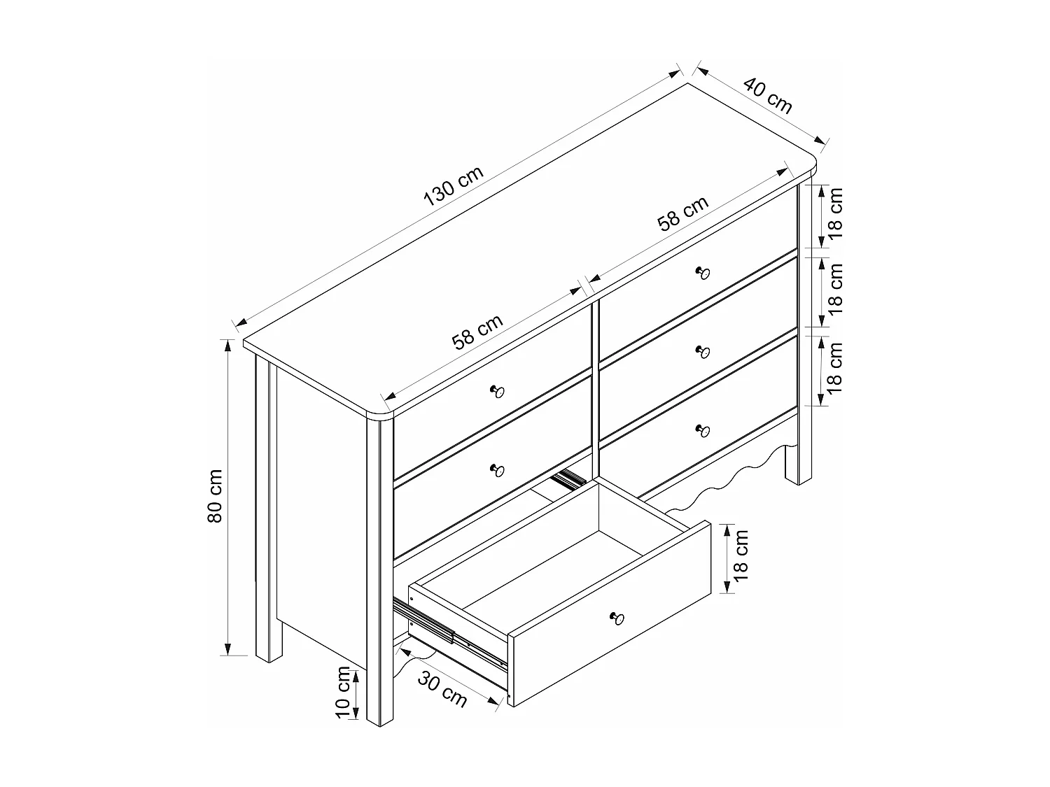 Commode 6 tiroirs - Blanc - ILIZANA
