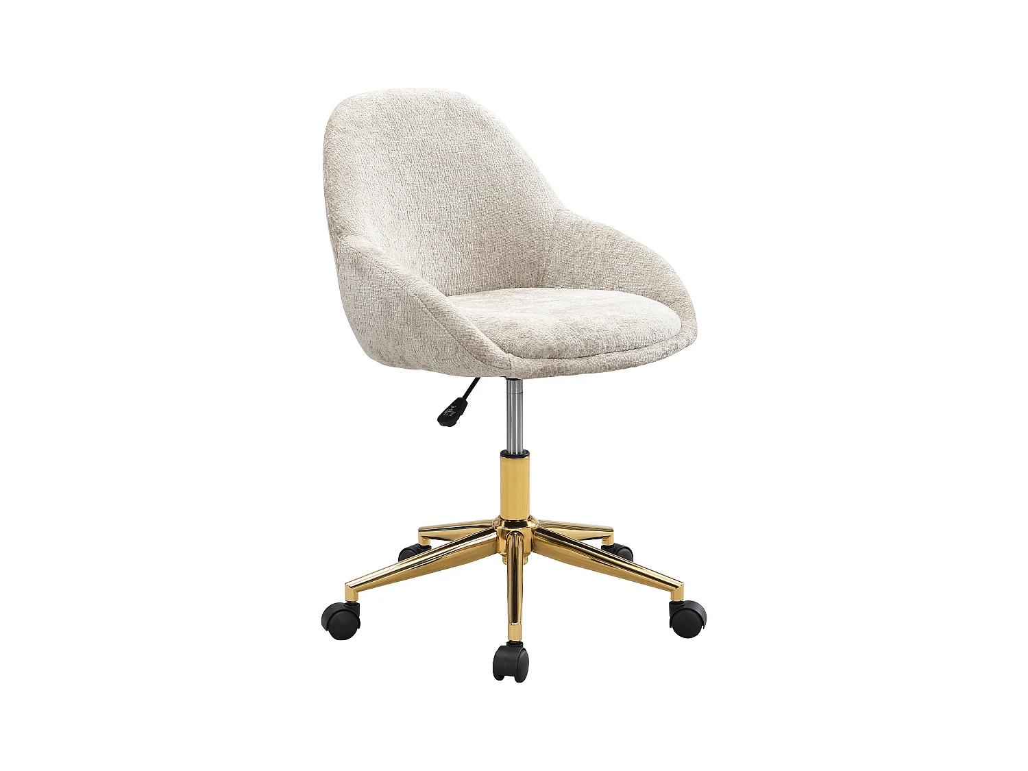 Kontorstol - Stof - Beige og guld - Højdejusterbar - NAODY