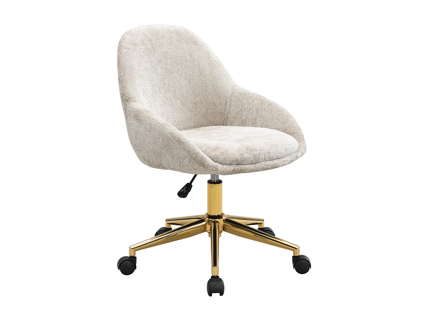 Chaise de bureau - Tissu - Beige et doré - Hauteur réglable - NAODY