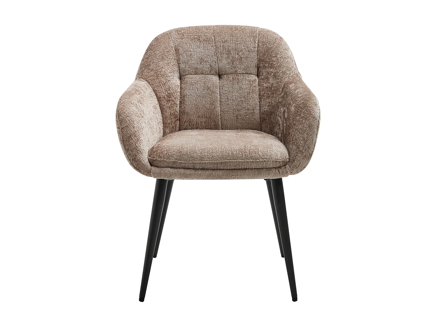 Set med 2 stolar med armstöd i texturerat tyg och svart metall - Taupe - LASSANDRA av Pascal Morabito