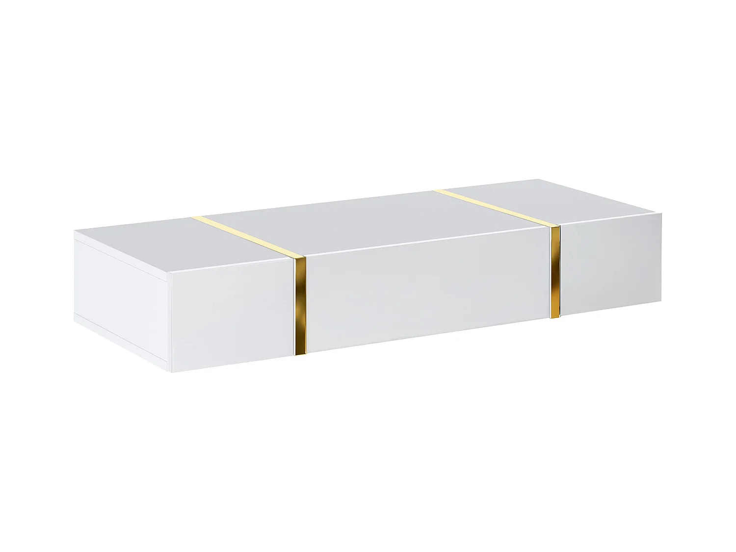 Consola suspendida con 3 puertas - Blanco brillante y dorado - MARZIALO