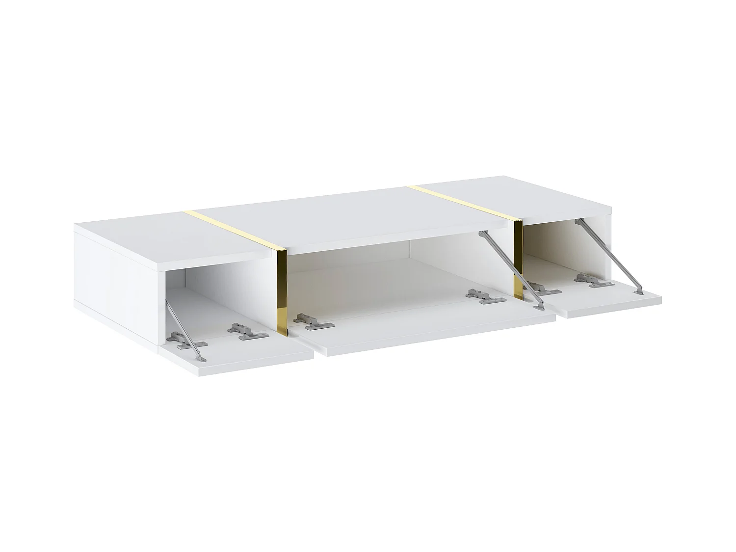 Consola suspendida con 3 puertas - Blanco brillante y dorado - MARZIALO