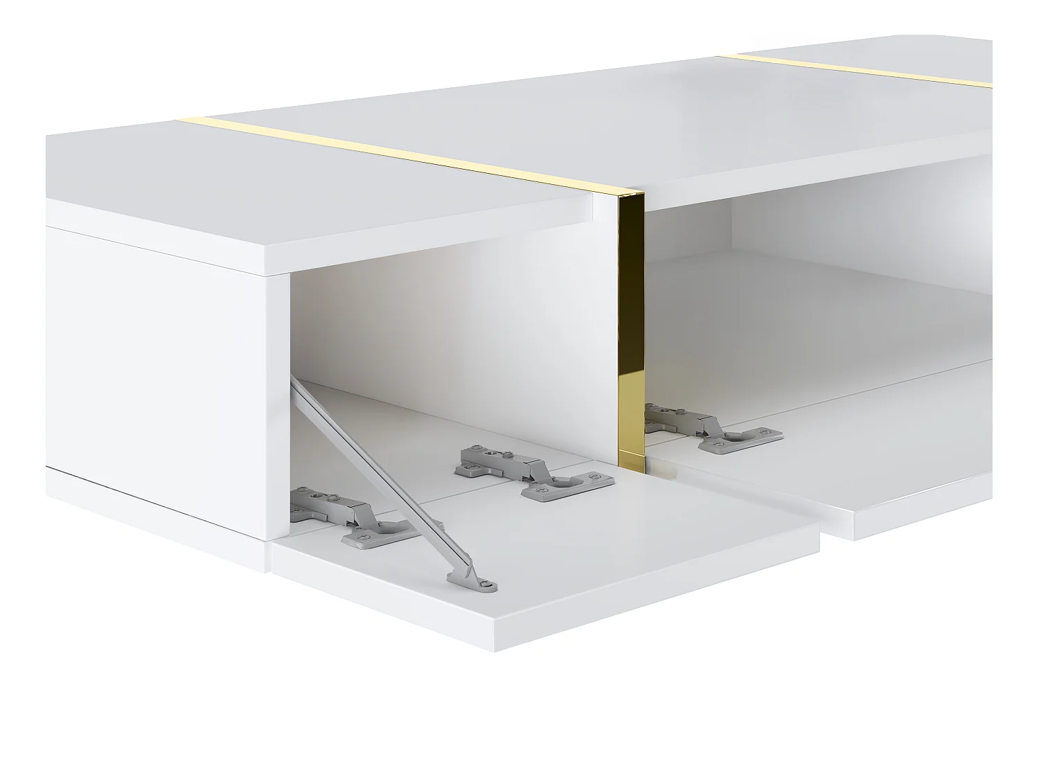 Consola suspendida con 3 puertas - Blanco brillante y dorado - MARZIALO