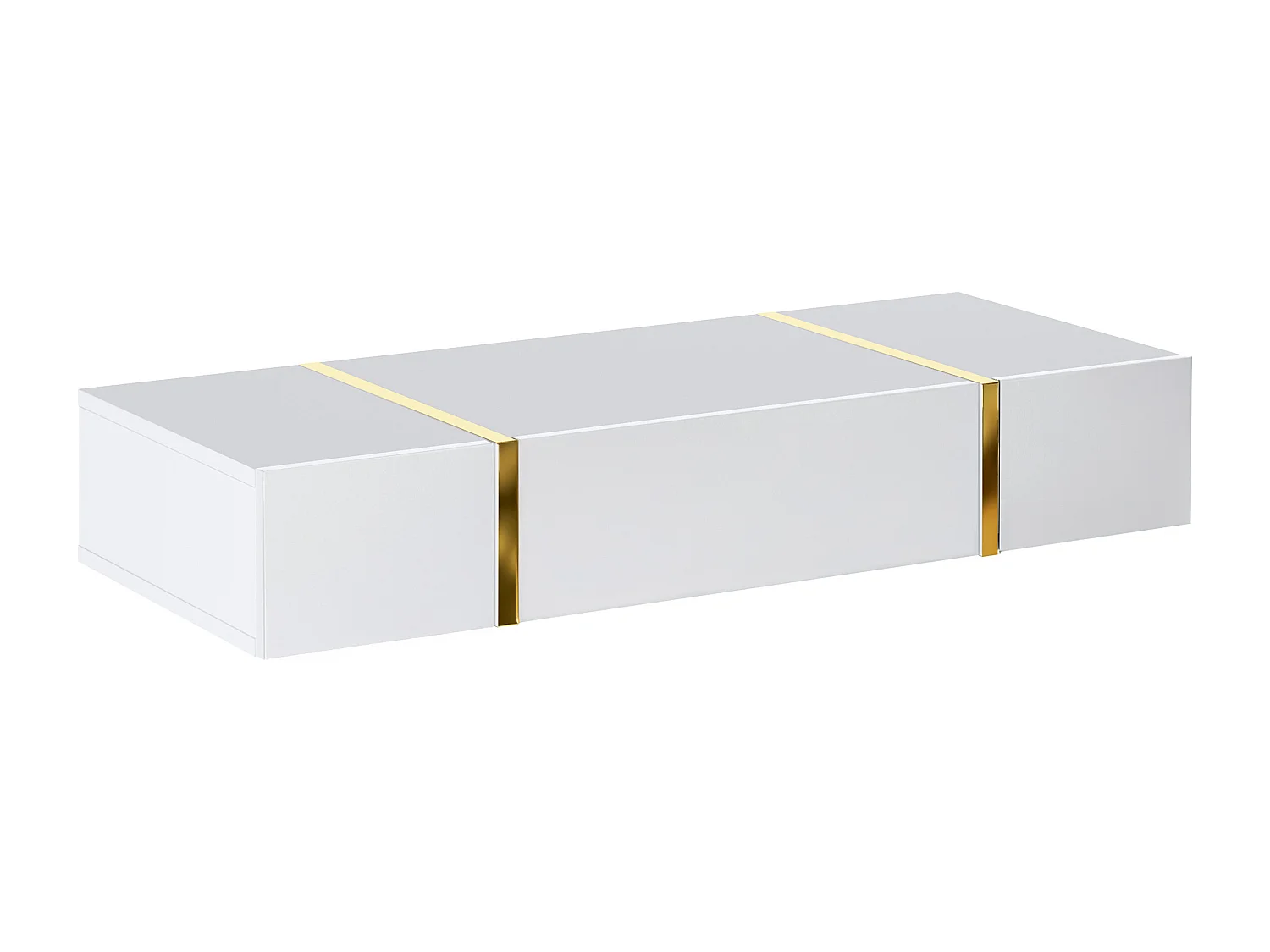 Consola suspendida con 3 puertas - Blanco brillante y dorado - MARZIALO