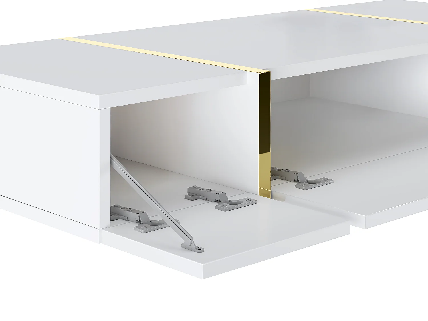 Consola suspendida con 3 puertas - Blanco brillante y dorado - MARZIALO