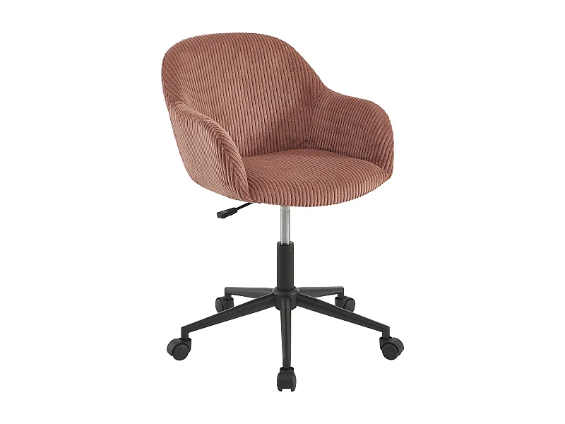 Chaise de bureau - Velours côtelé - Rose - MARENZIA