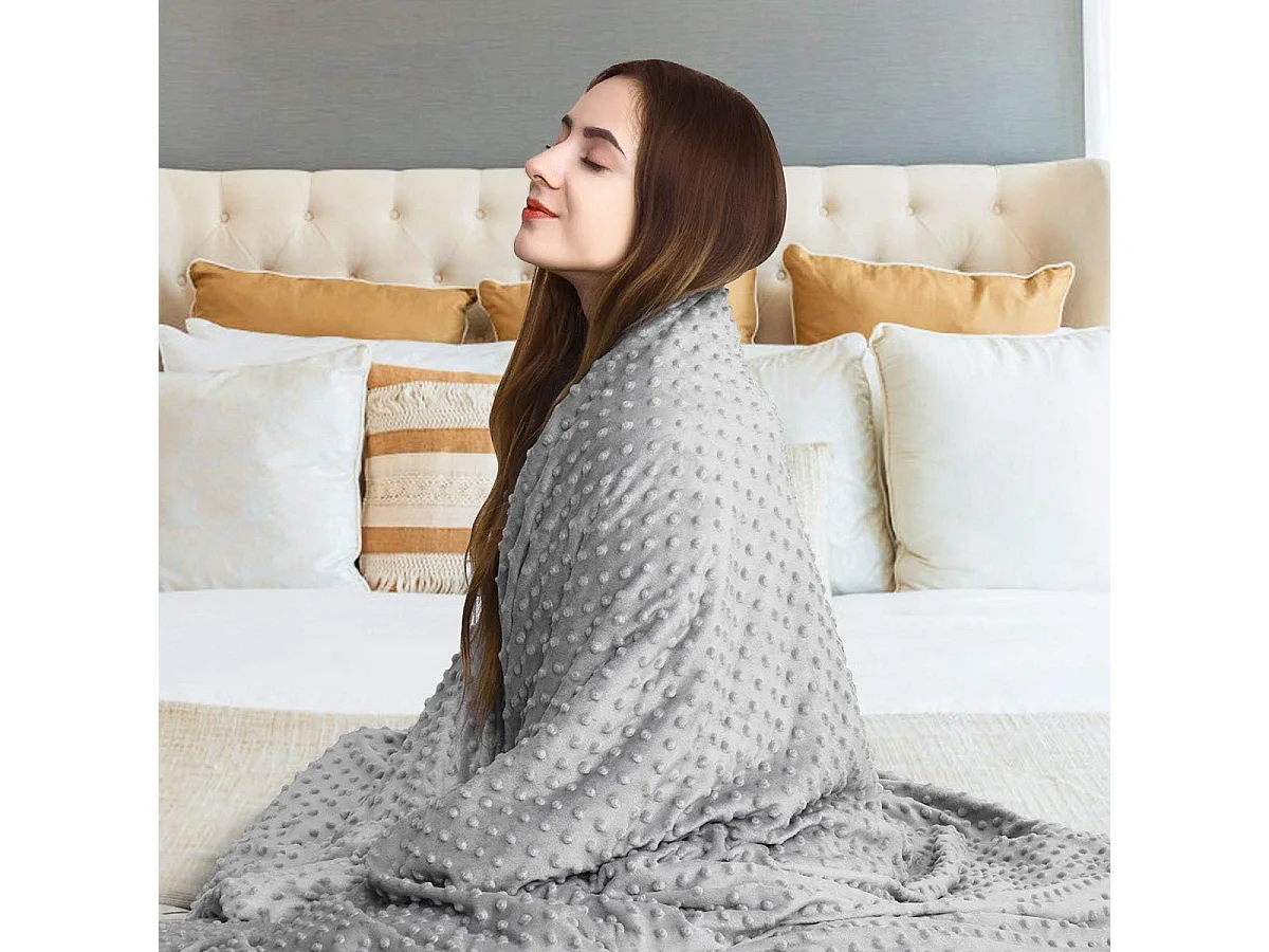 Couverture Pondérée 1,7 KG avec Surface Douce,Couverture Lestée 152 X 203CM Gris Contre l'Insomnie et Le Stress