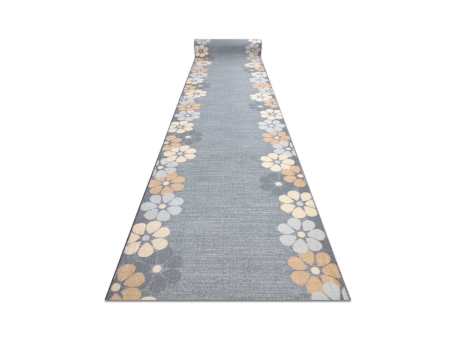 TAPIS DE COULOIR antidérapant MARGARETKA, fleur la gomme gris 67x560 cm