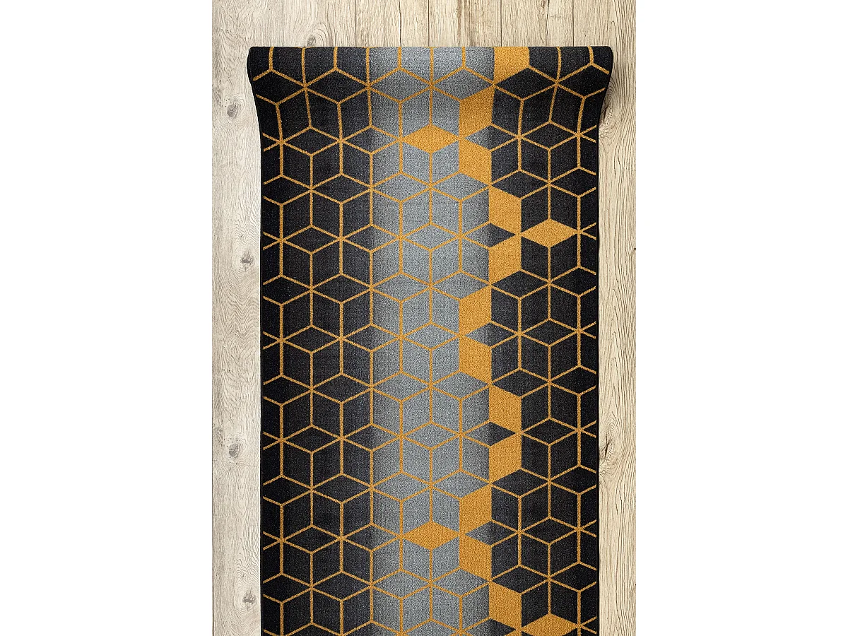 Läufer Antirutsch HEKSAGON Hexagon schwarz / gold 57x560 cm