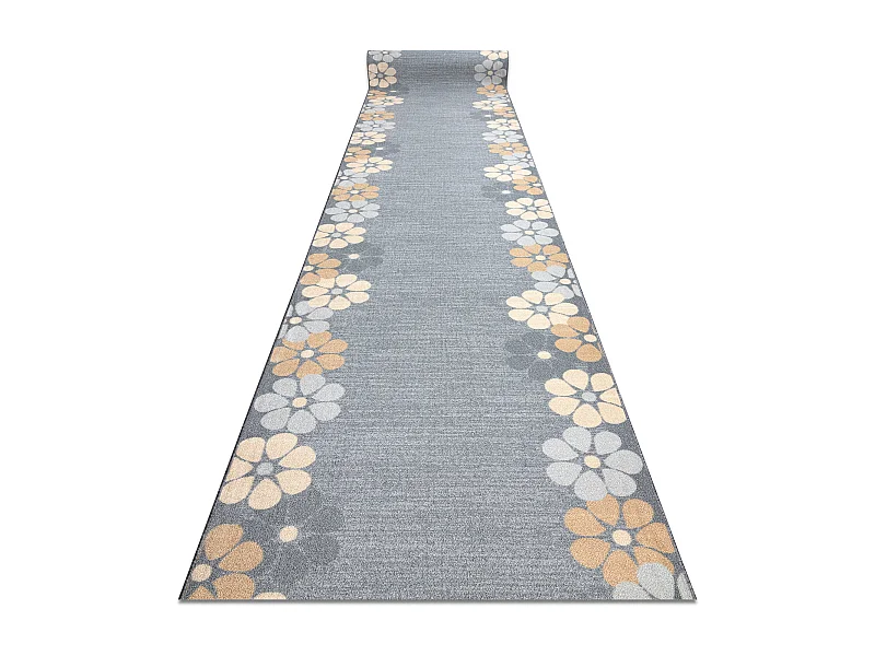 TAPIS DE COULOIR antidérapant MARGARETKA, fleur la gomme gris 67x110 cm