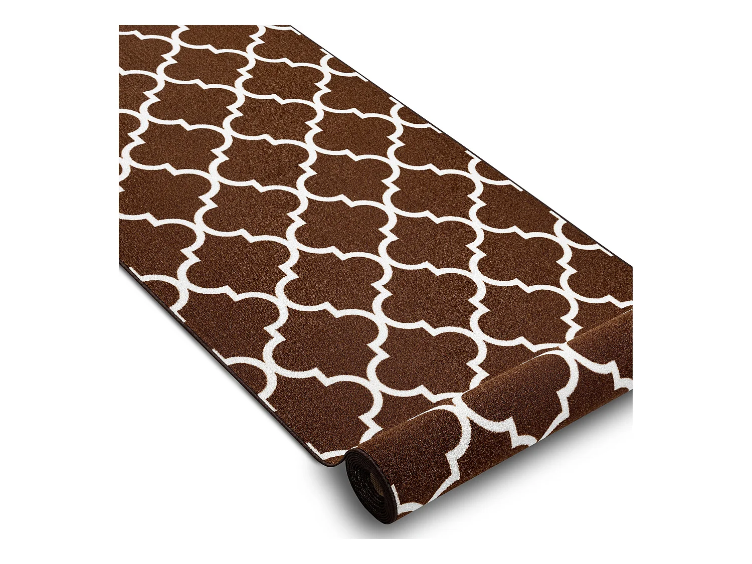 TAPIS DE COULOIR ANTIDÉRAPANT TRÈFLE MAROCAIN marron TRELLIS 30351 100x810 cm
