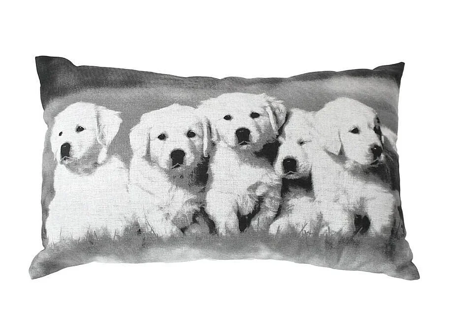 Coussin Déco Chiens "Vickie" 30x50cm Noir
