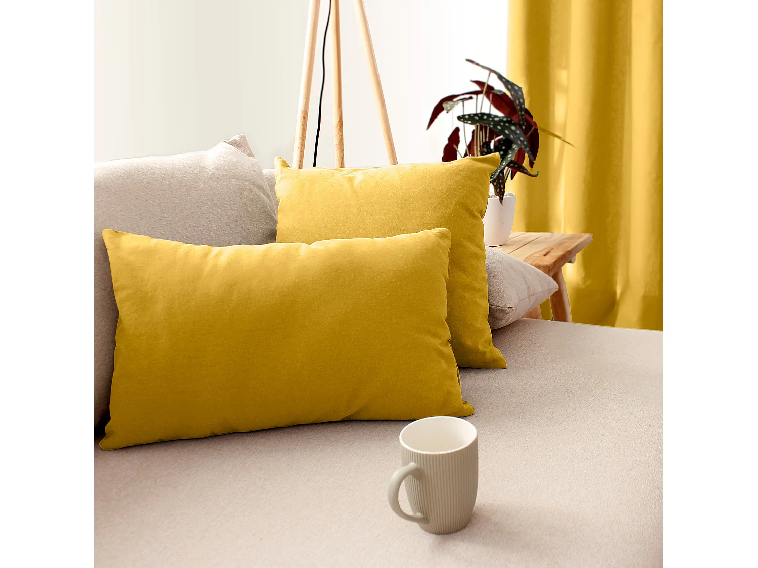 Coussin Déco Uni Déhoussable "Panama" 40x40cm Jaune