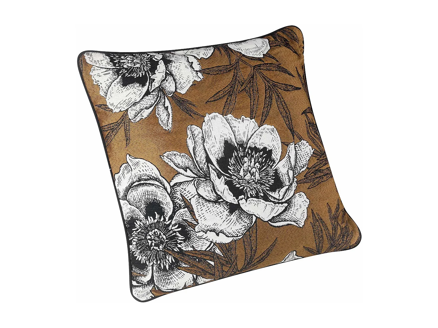 Cojín con ribete y estampado floral