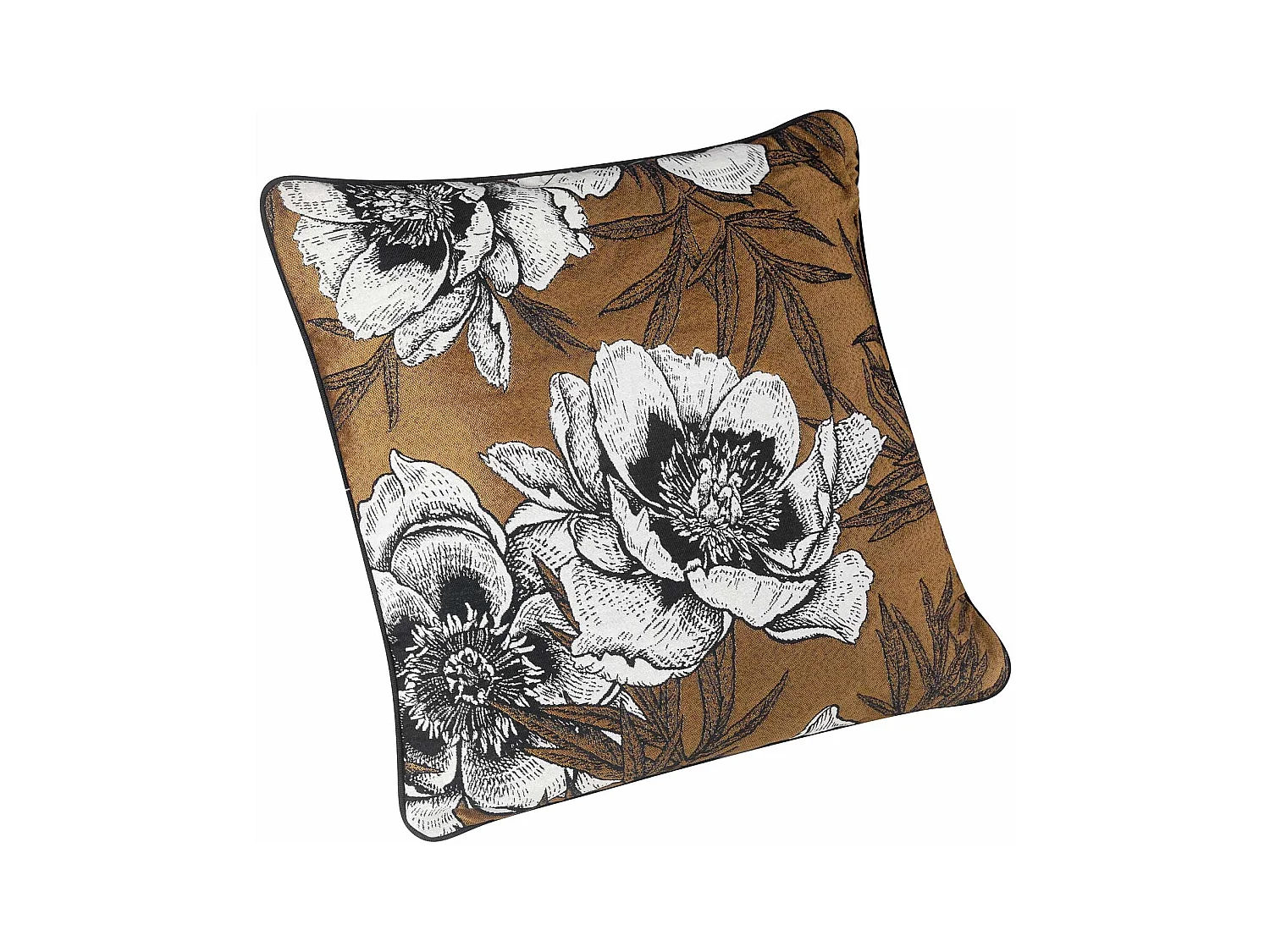 Coussin passepoilé aux impressions florales