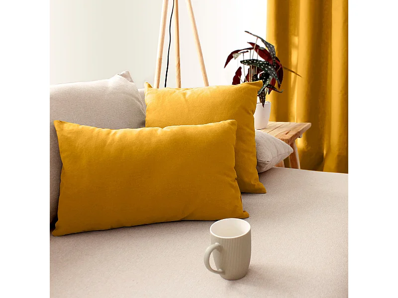 Coussin Déco Uni "Panama" 30x50cm Moutarde