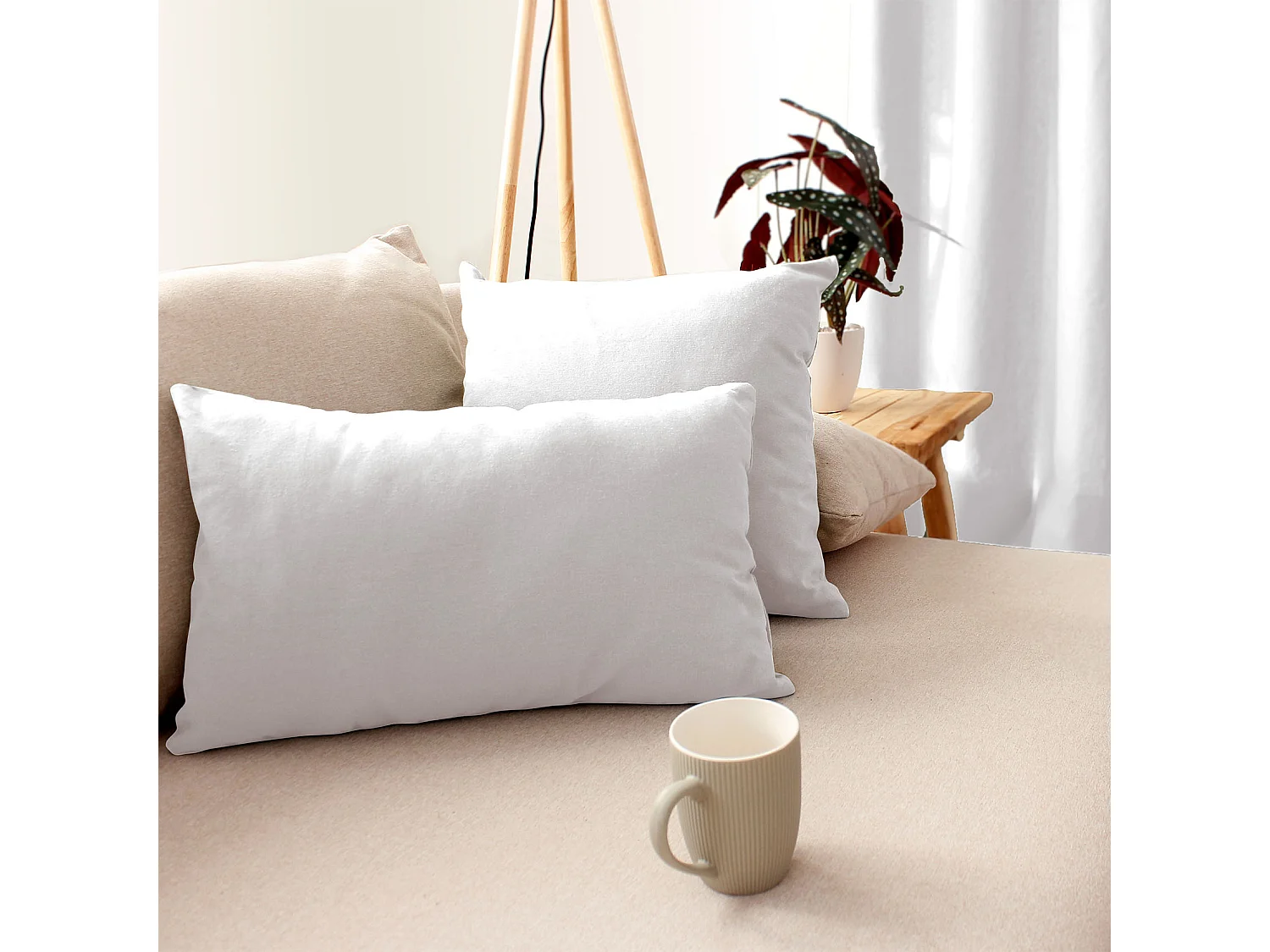 Coussin Déco Uni Déhoussable "Panama" 60x60cm Blanc