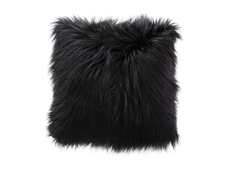Coussin Déco Effet Fourrure "Epicéa" 45x45cm Noir