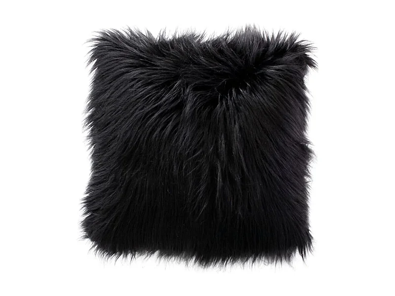 Coussin Déco Effet Fourrure "Epicéa" 45x45cm Noir