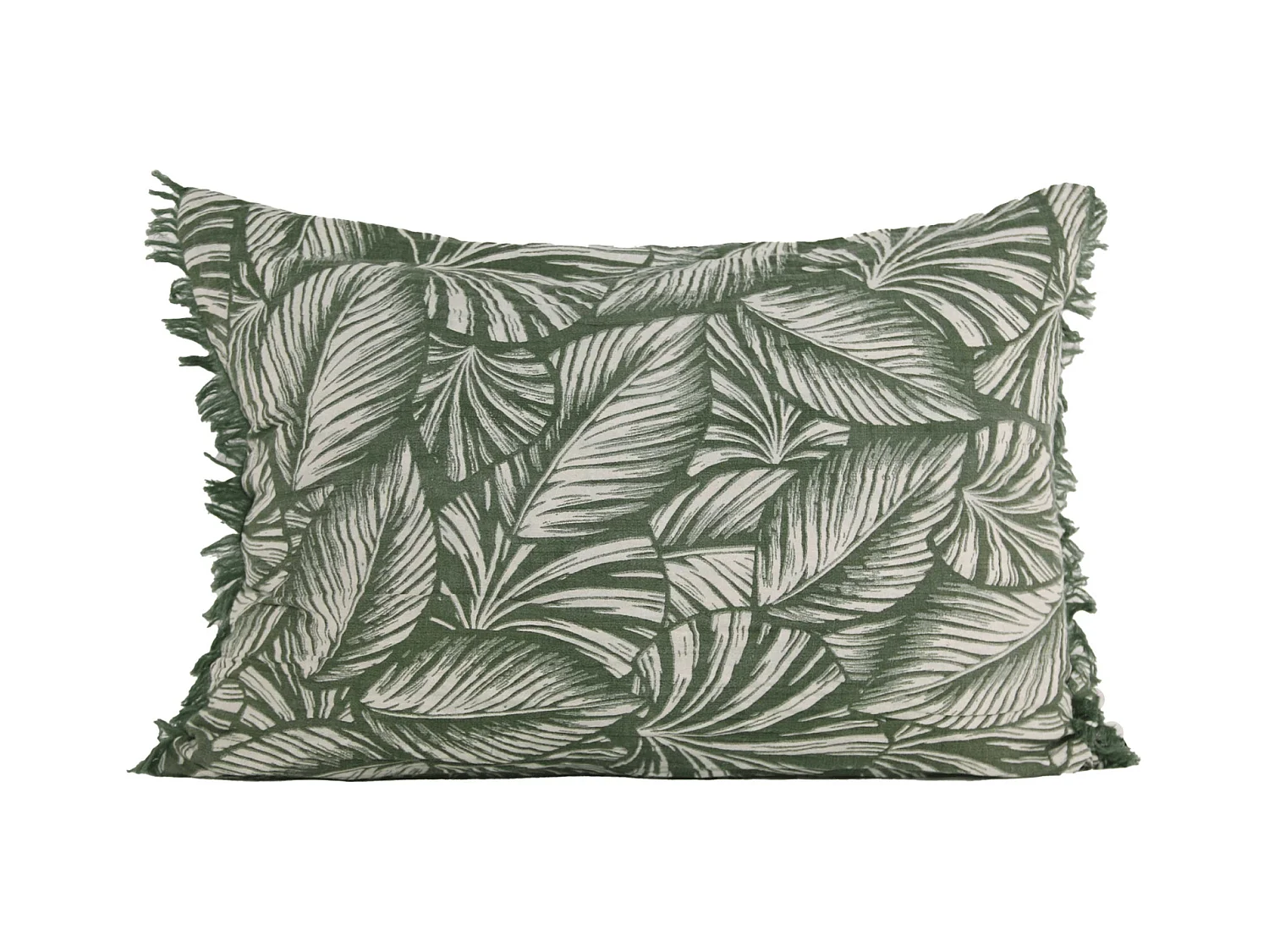 Coussin motif feuilles exotiques