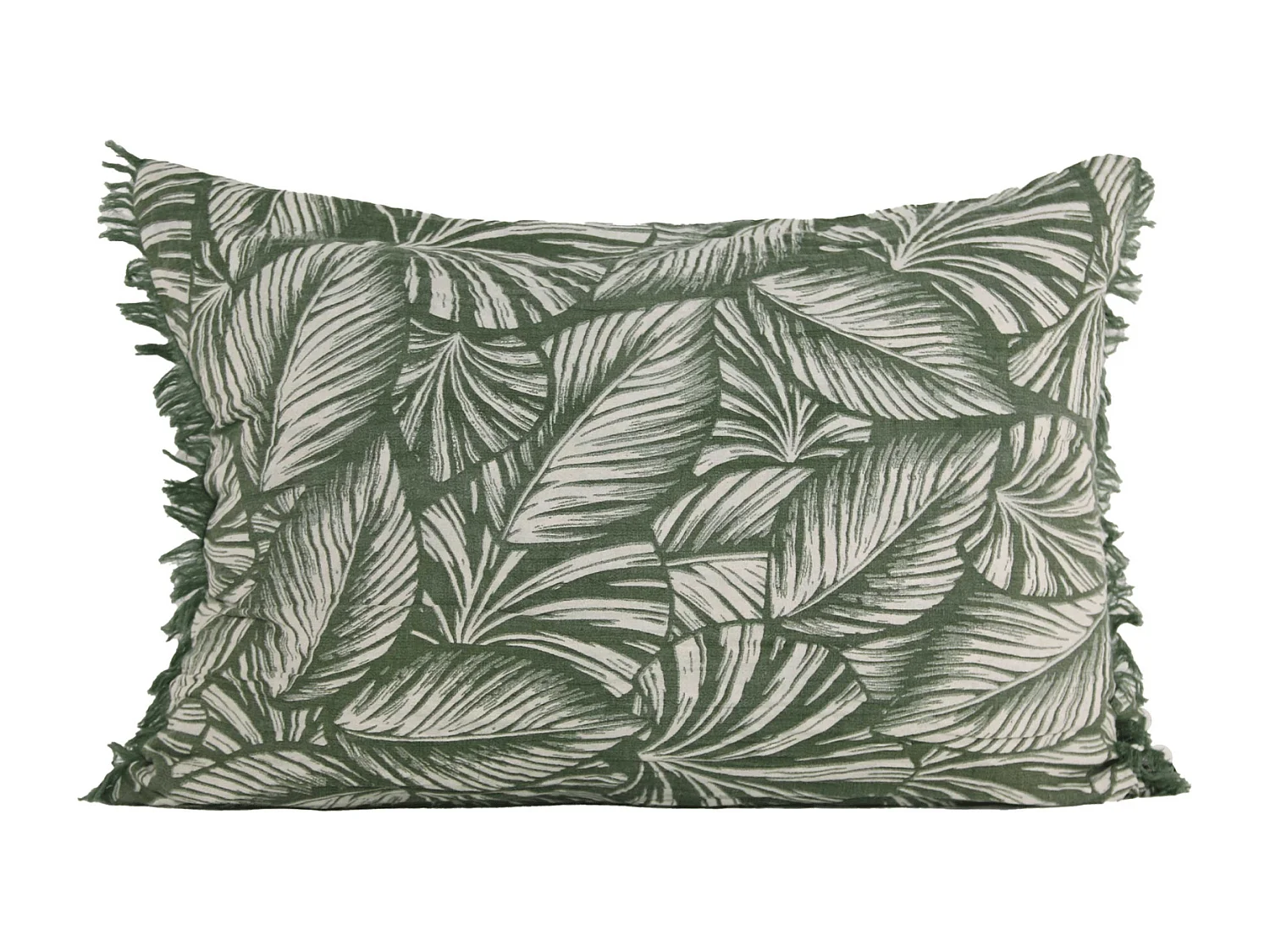 Coussin motif feuilles exotiques