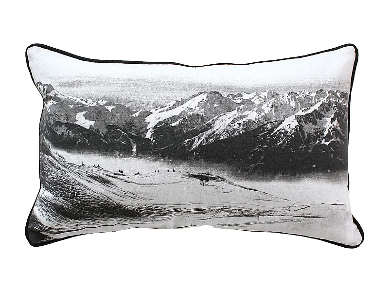 Coussin Déco Imprimé "Epicéa" 30x50cm Noir & Blanc