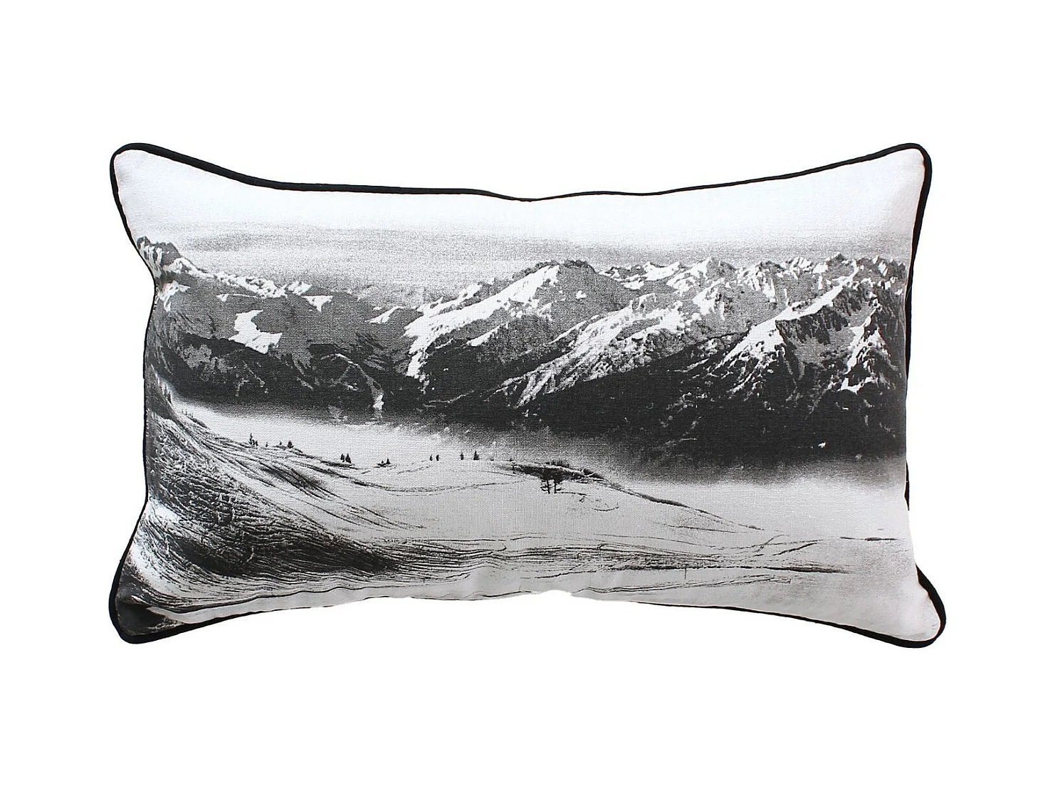 Coussin Déco Imprimé "Epicéa" 30x50cm Noir & Blanc