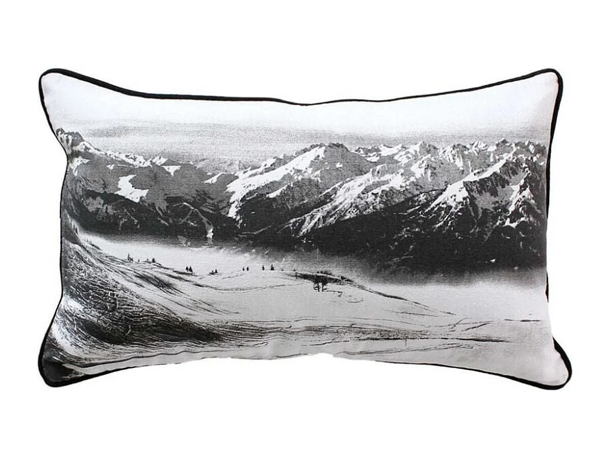 Coussin Déco Imprimé "Epicéa" 30x50cm Noir & Blanc