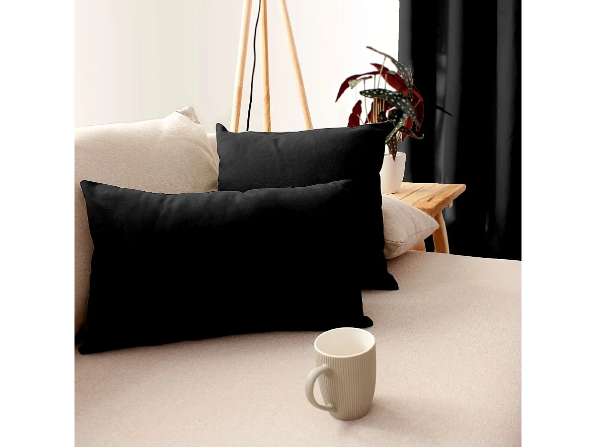 Coussin Déco Uni "Panama" 30x50cm Noir