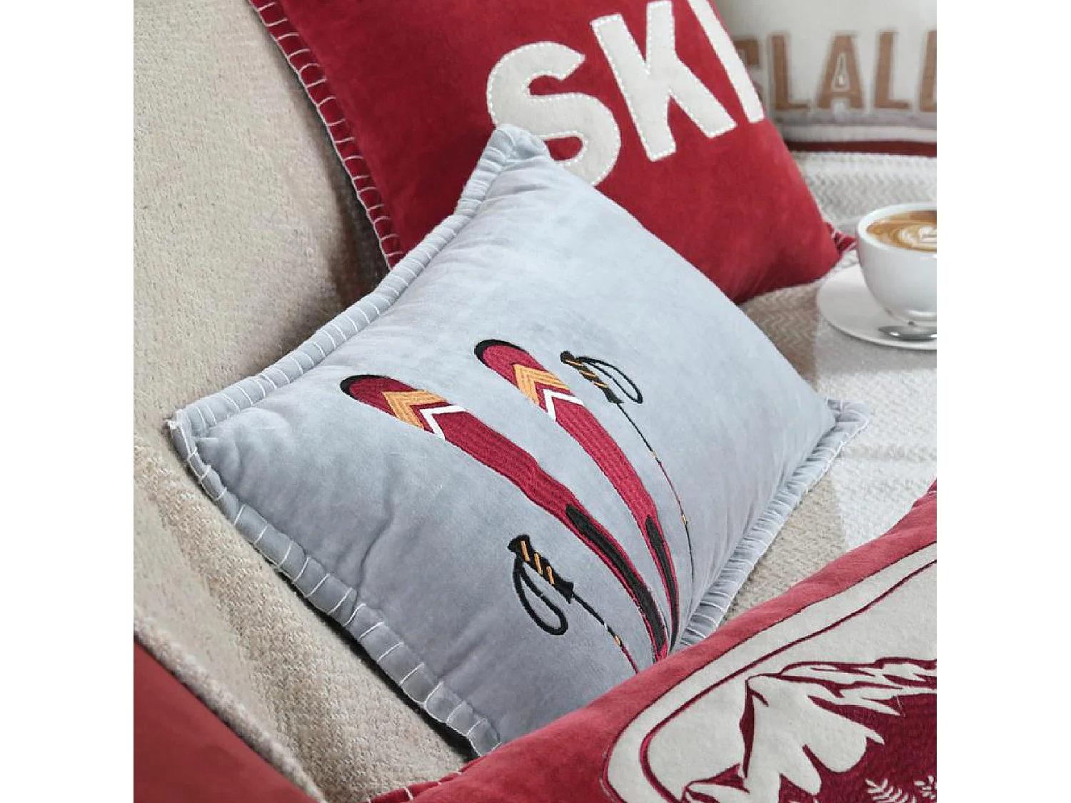 Cojín rectangular ski de terciopelo