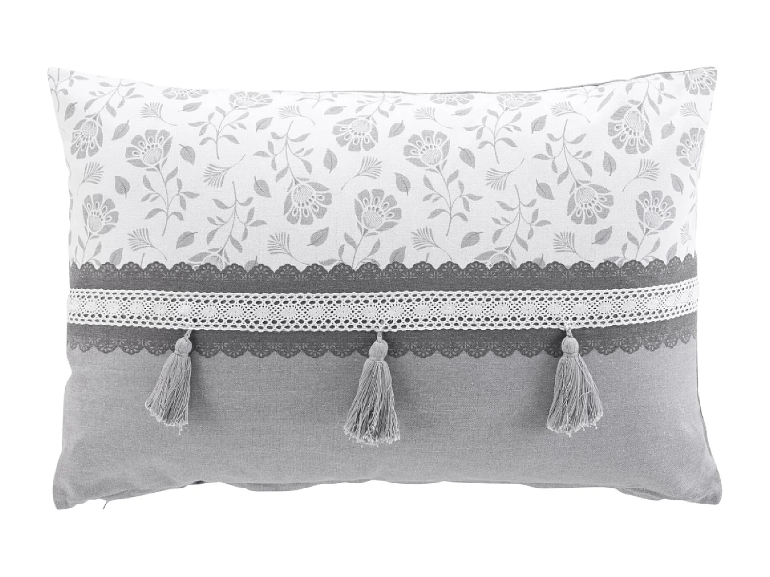 Coussin Déco Imprimé "Flavie" 40x60cm Gris