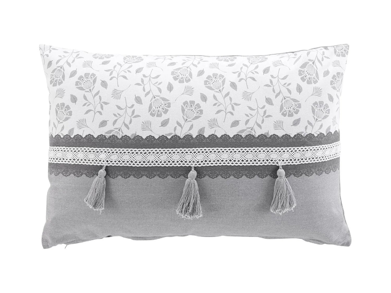 Coussin Déco Imprimé "Flavie" 40x60cm Gris