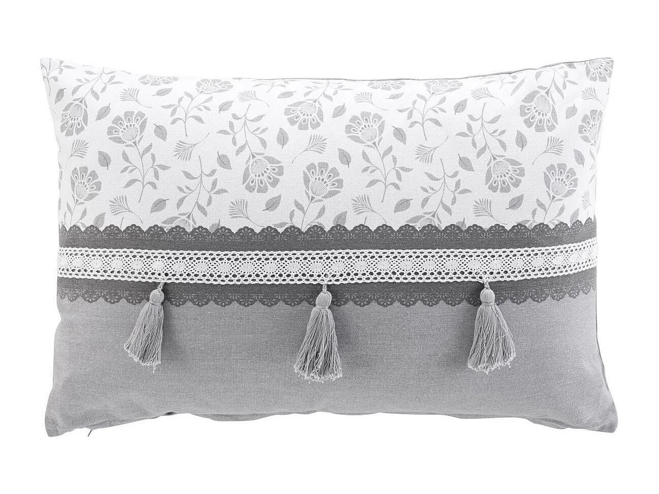 Coussin Déco Imprimé "Flavie" 40x60cm Gris