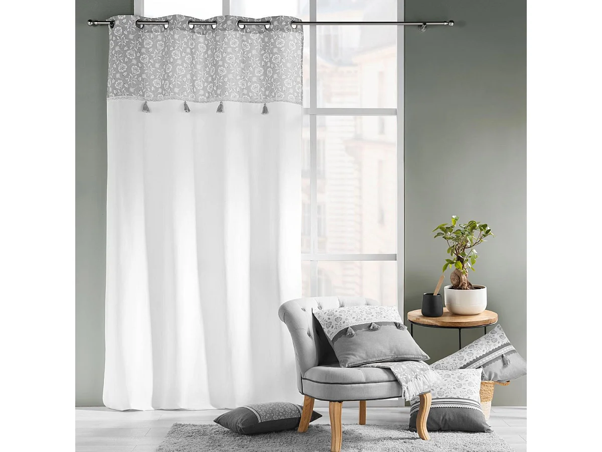 Coussin Déco Imprimé "Flavie" 40x60cm Gris