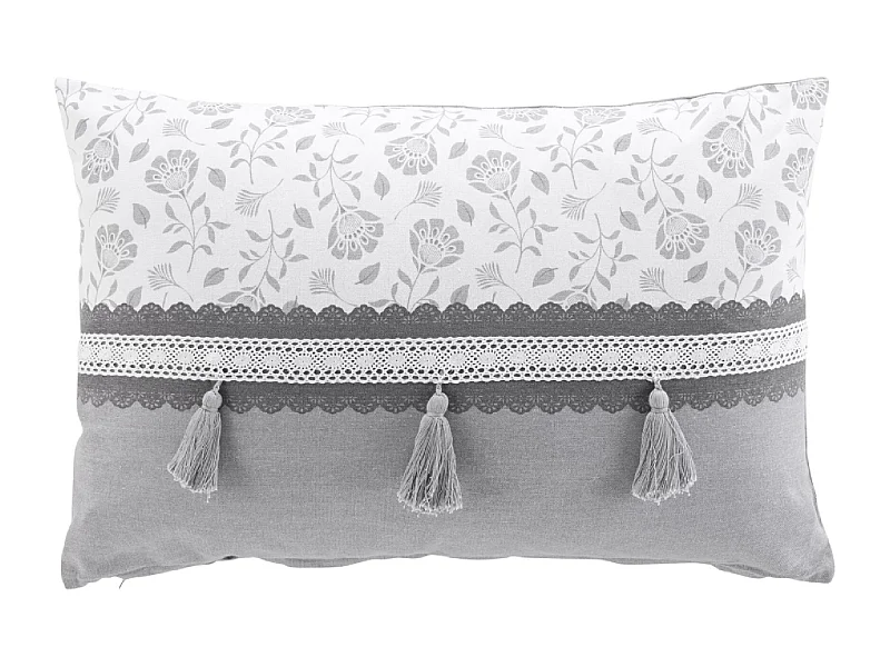 Coussin Déco Imprimé "Flavie" 40x60cm Gris