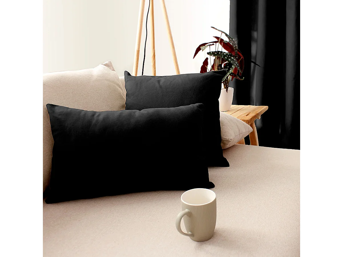 Coussin Déco Uni Déhoussable "Panama" 40x40cm Noir