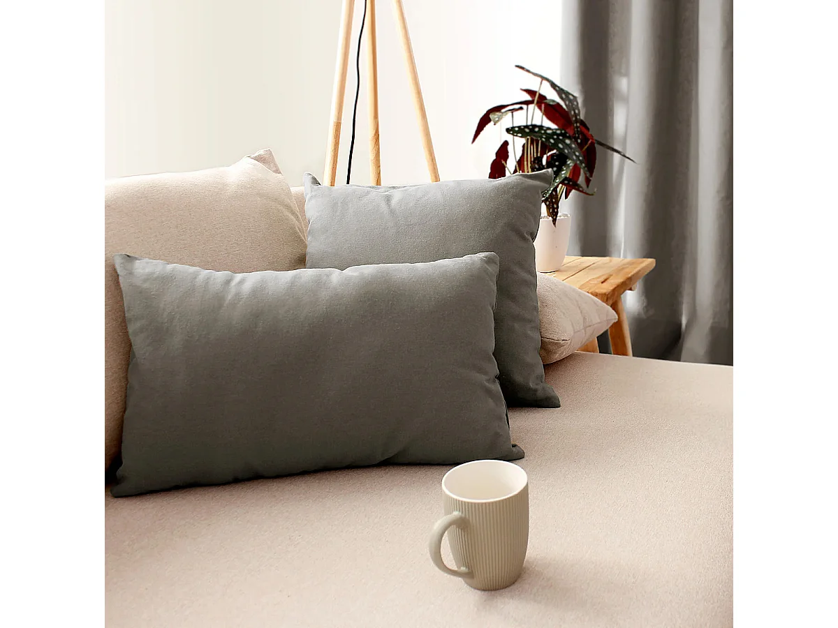 Coussin Déco Uni Déhoussable "Panama" 40x40cm Gris Clair