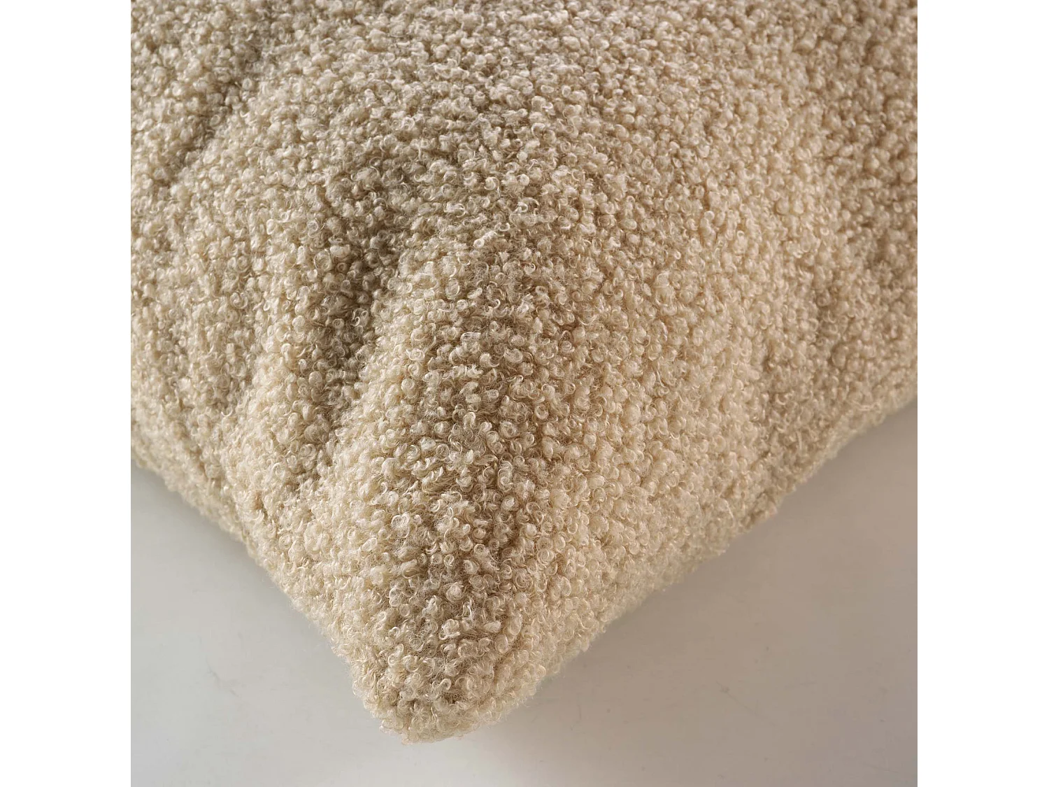 Coussin Déco Bouclette "Wooly" 45x45cm Beige