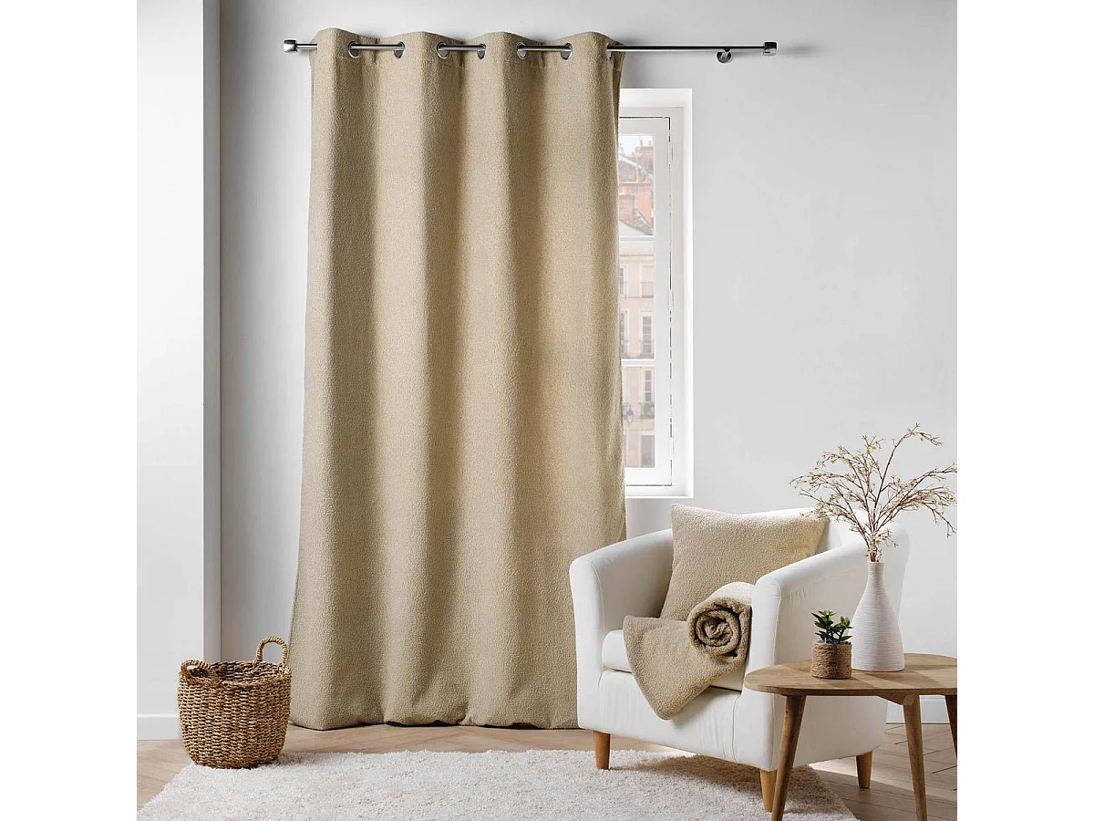 Coussin Déco Bouclette "Wooly" 45x45cm Beige